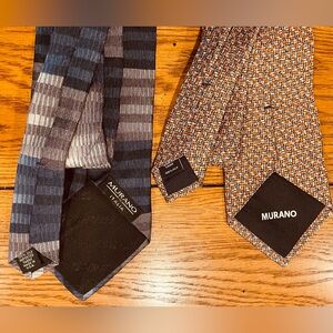 Murano silk ties, standard length, width pictured, patterns pictured